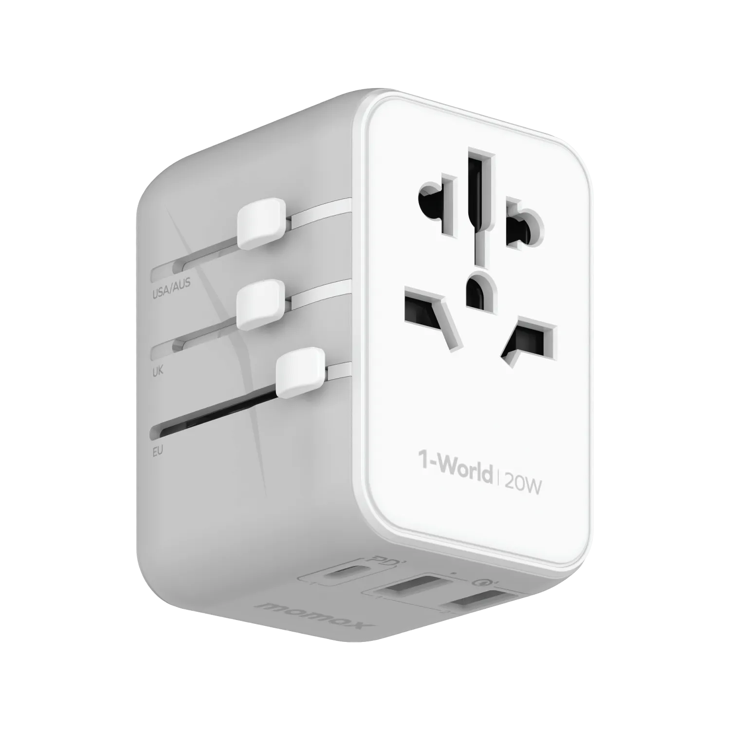 MOMAX 1-World 20W 3-Port   AC Charger Universal Travel Adapter