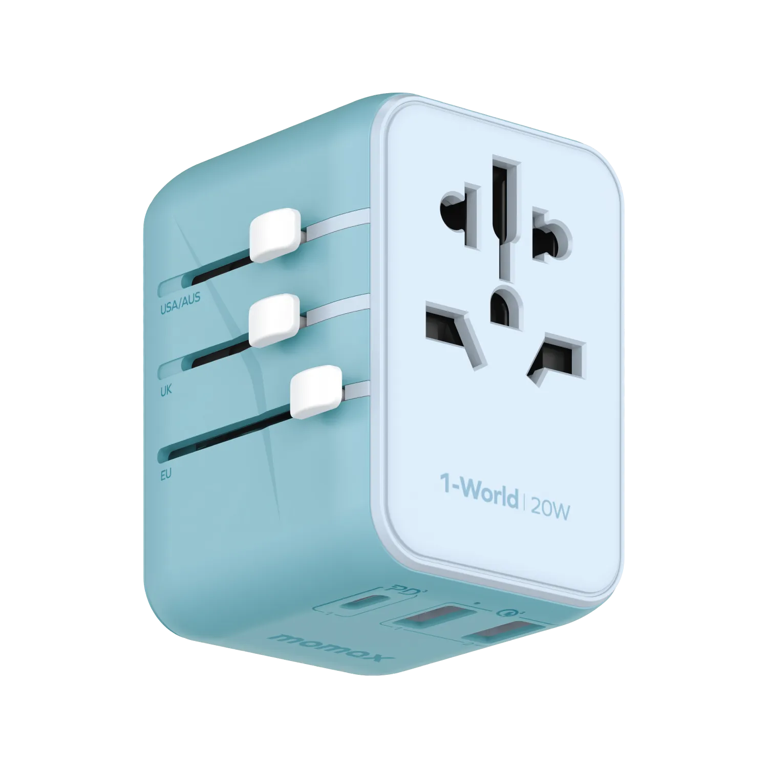 MOMAX 1-World 20W 3-Port   AC Charger Universal Travel Adapter