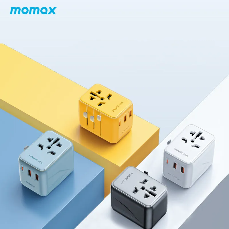 MOMAX 1-World 20W 3-Port   AC Charger Universal Travel Adapter