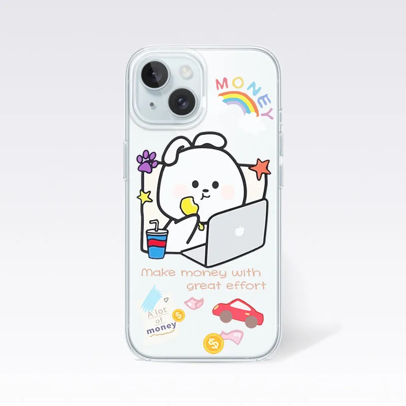 Money Cartoon Cute-White Bunny Clear Silicon Cover