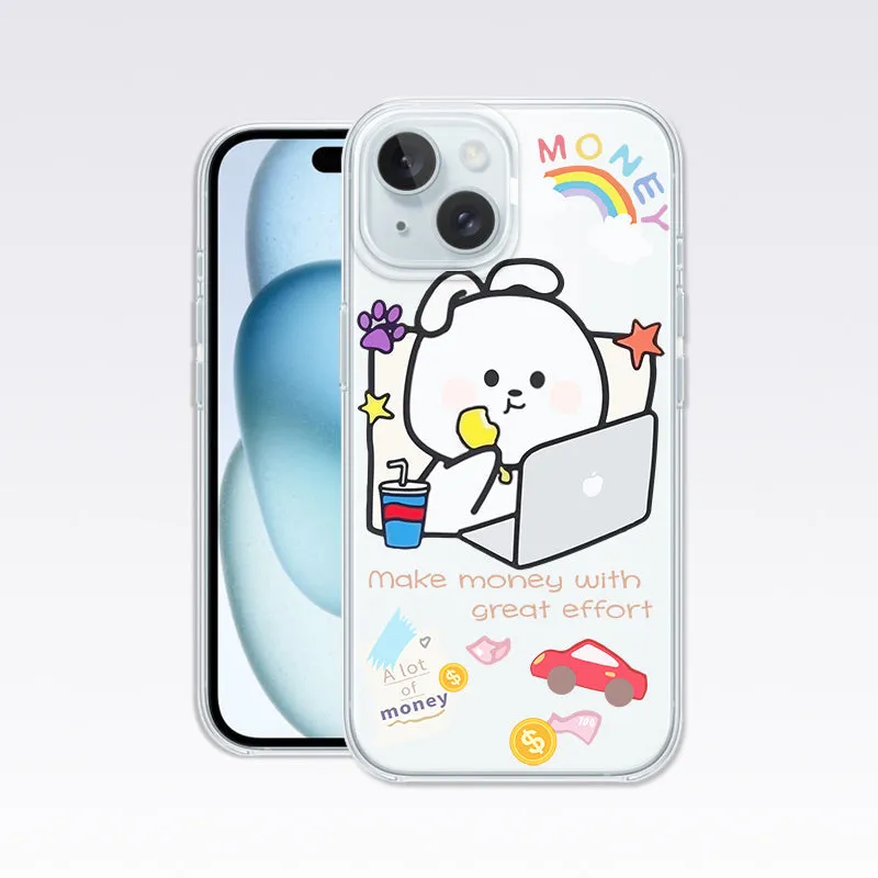 Money Cartoon Cute-White Bunny Clear Silicon Cover