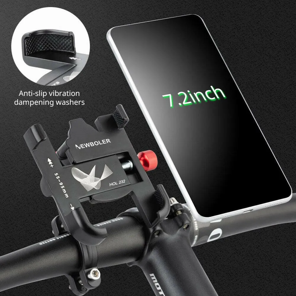 NEWBOLER MTB Phone Mount Stand Bicycle Holder 360 Degrees Rotatable Aluminum Adjustable Bike Phone Holder Nonslip Holder