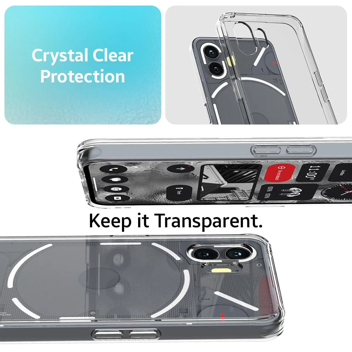 Nothing Phone 2 (FOSO) Back Cover Case } Crystal - Clear