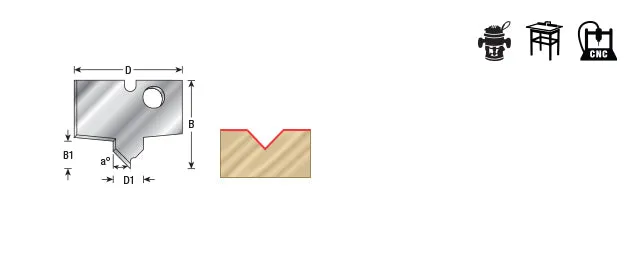 Nova System Insert Router Bit | Plunge V Groove 45°x 3⁄8 Dia x 1⁄4 Knives | NRC-B51 | 738685067512