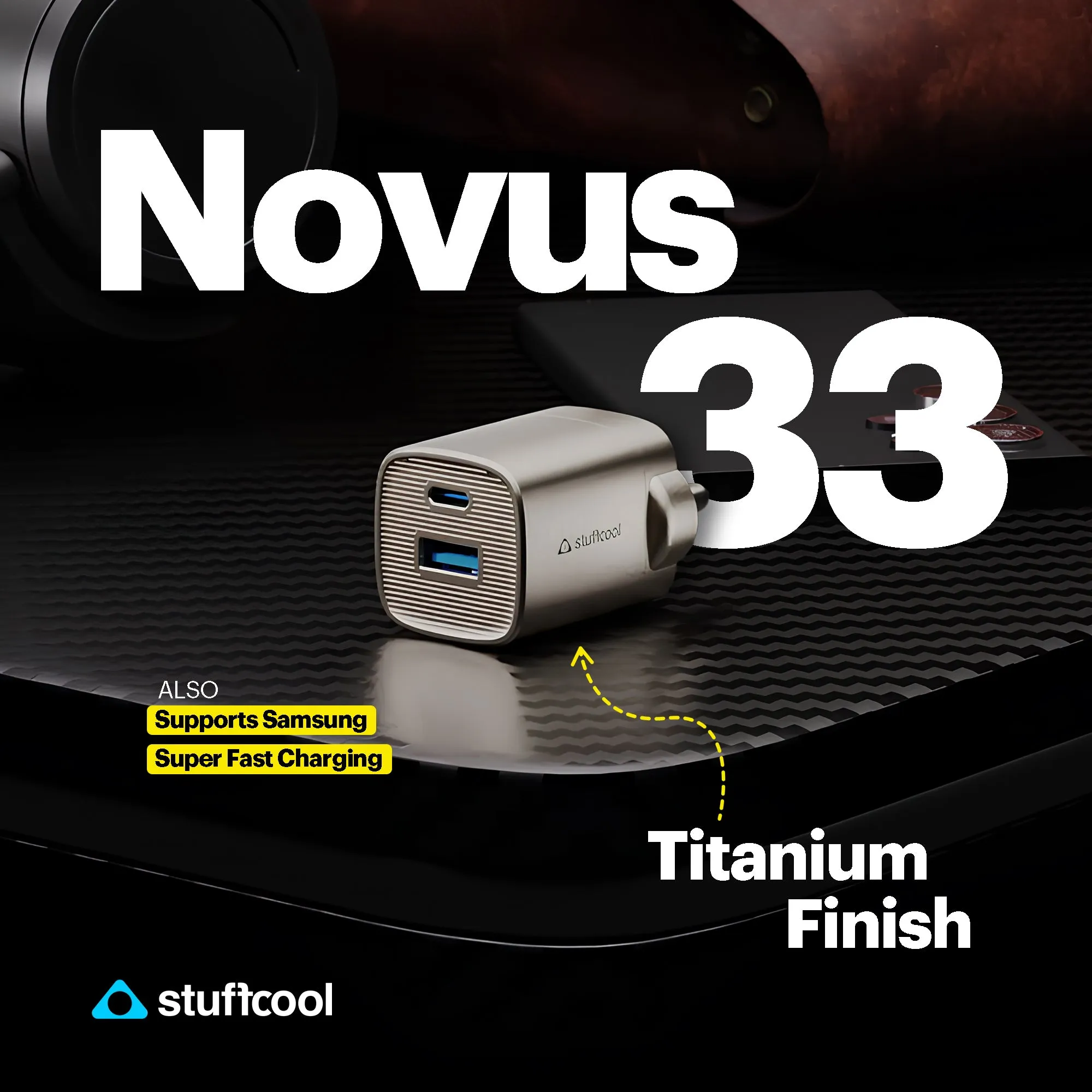 Novus 33W GaN Charger with Titanium Finish