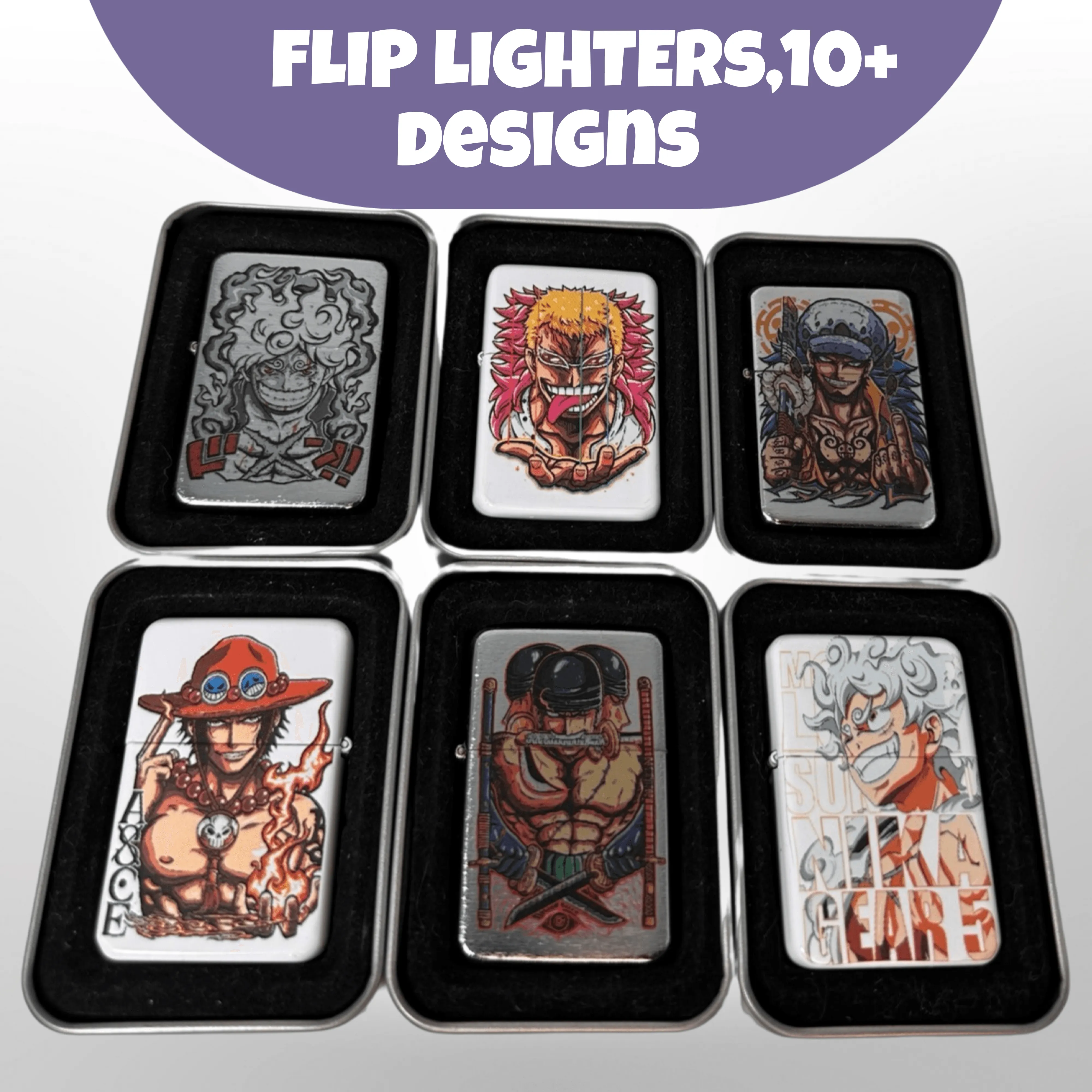 One Piece Anime Windproof Flip Top Lighters