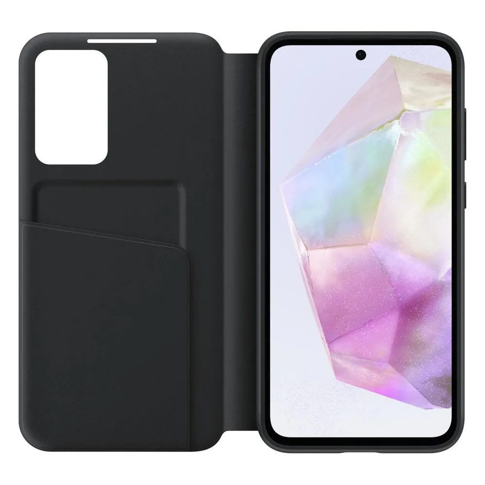 Original Samsung Galaxy A35 (5G) Smart View Cover m. Pung - Sort (EF-ZA356CBEGWW)