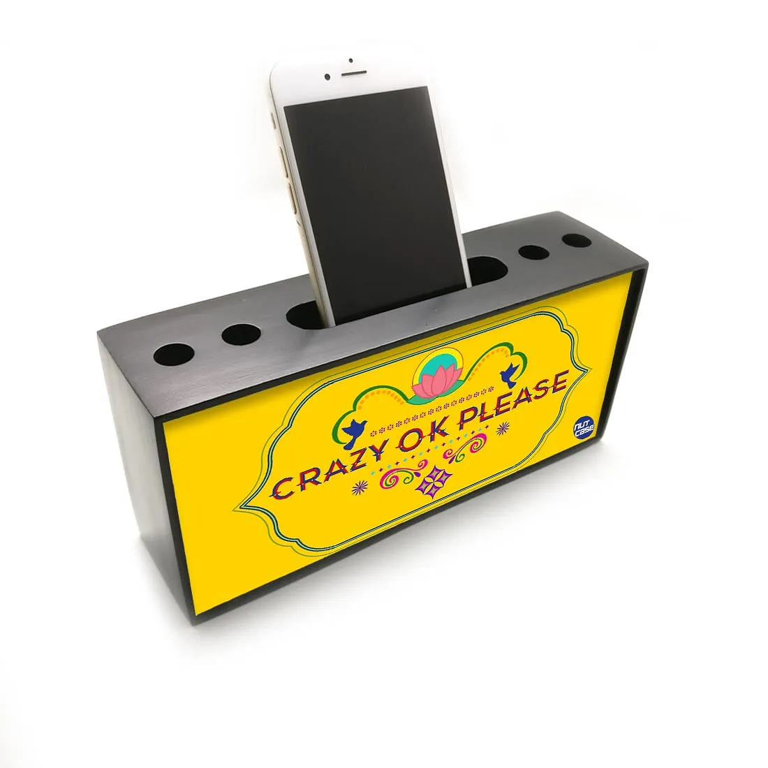 Pen Mobile Stand Holder Desk Organizer - Crazy Ok Please Yellow