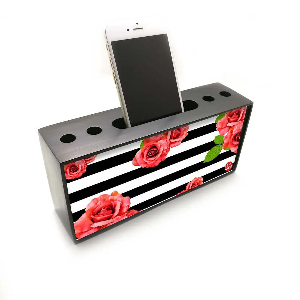 Pen Mobile Stand Holder Desk Organizer - Floral