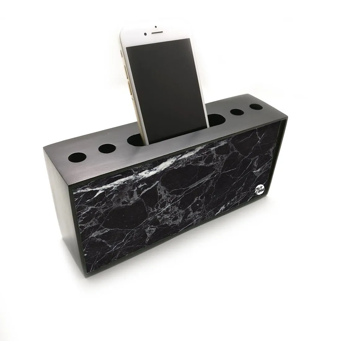 Pen Mobile Stand Holder Desk Organizer - Marble Black