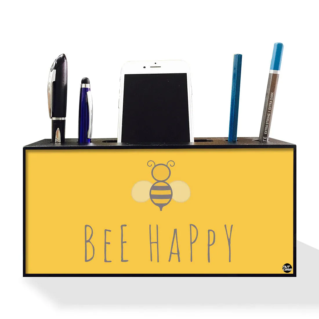 Pencil Pen and Phone Stand Desk Organizer for Office Use - Be Happy