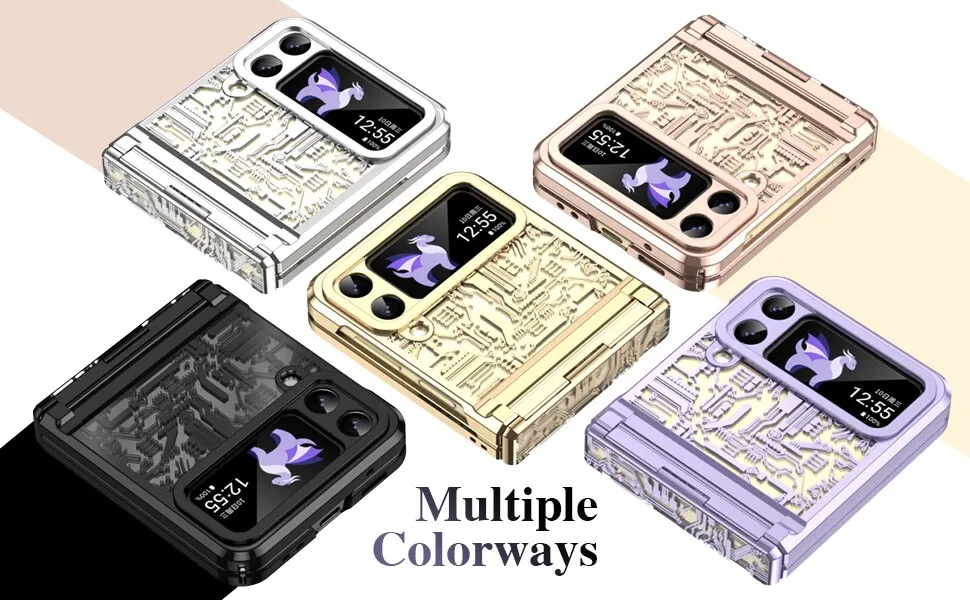 Plating Leveling Hinge Phone Case For Samsung Galaxy Z Flip 5 4