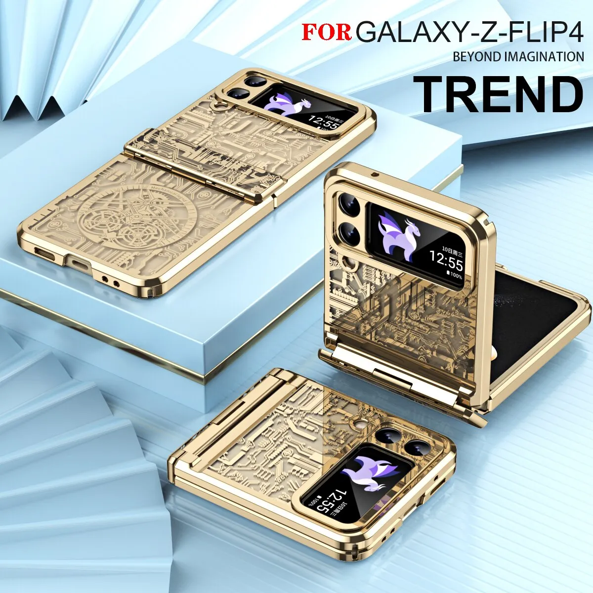 Plating Leveling Hinge Phone Case For Samsung Galaxy Z Flip 5 4