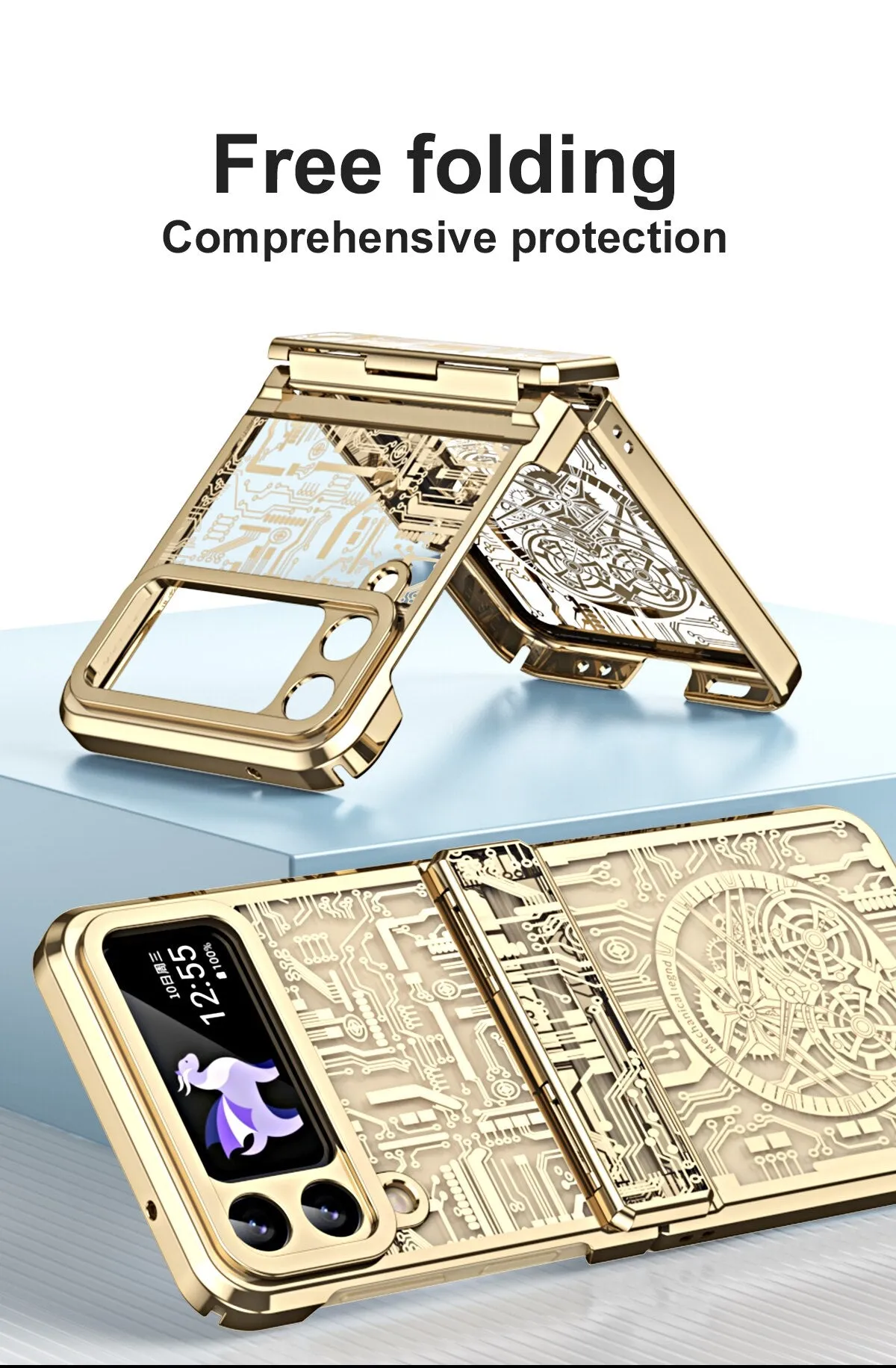 Plating Leveling Hinge Phone Case For Samsung Galaxy Z Flip 5 4