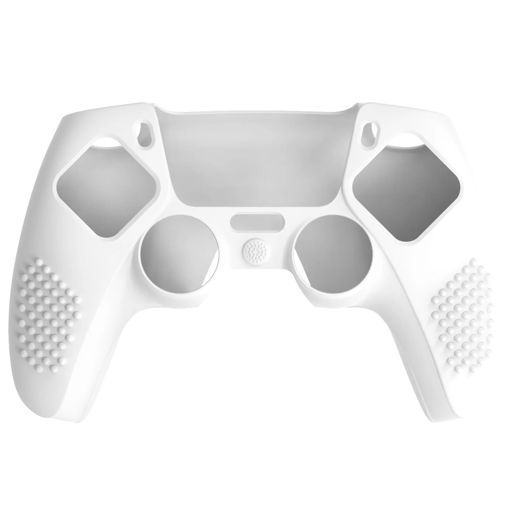 PlayVital 2 Set Upgraded 3D Studded Edition White Silicone Cover Skin for PS5 Controller with 6 Thumb Grips & 2 Stickers, Anti-Slip Shockproof Controller Grip Case - Compatible with Charging Dock - TVAPFP008