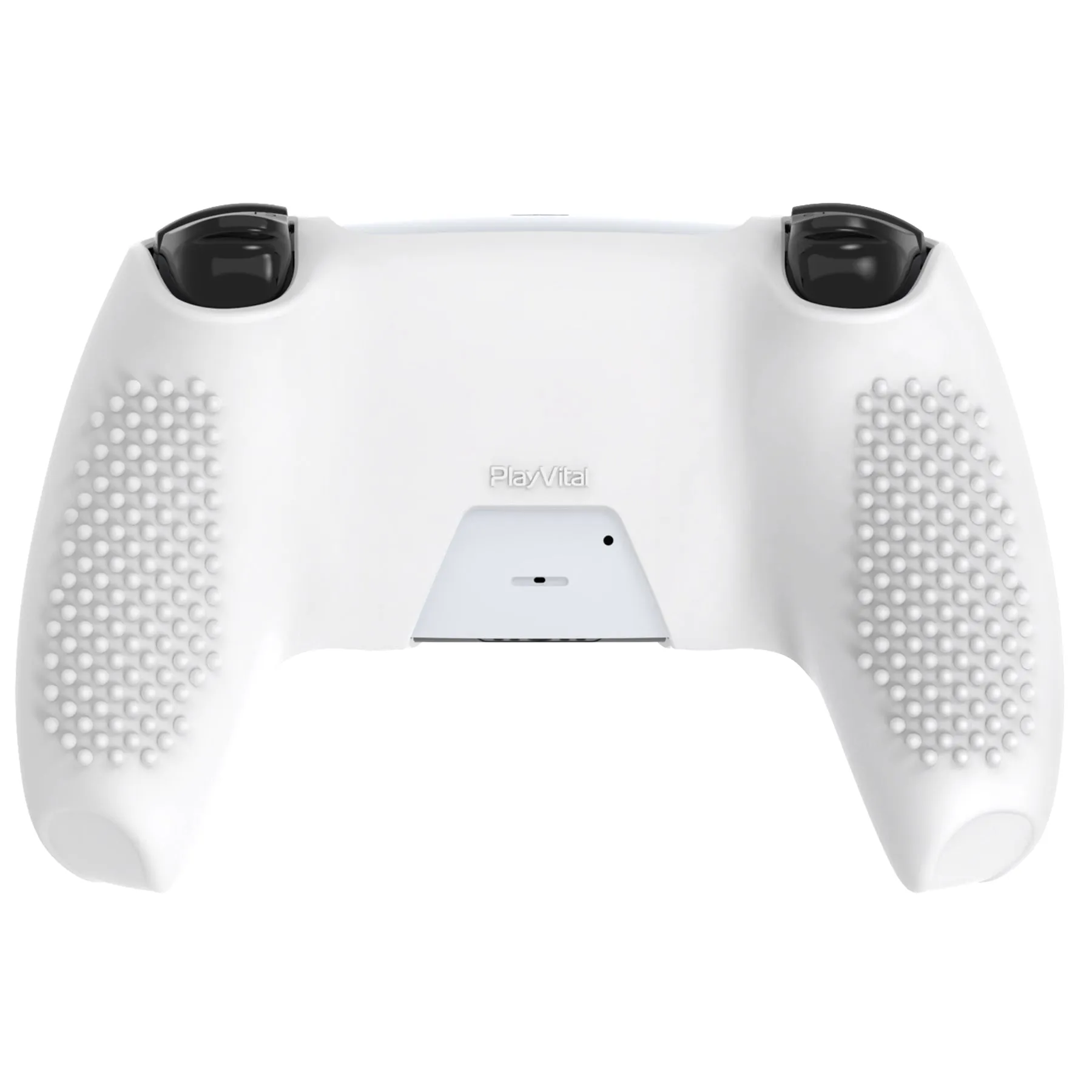 PlayVital 2 Set Upgraded 3D Studded Edition White Silicone Cover Skin for PS5 Controller with 6 Thumb Grips & 2 Stickers, Anti-Slip Shockproof Controller Grip Case - Compatible with Charging Dock - TVAPFP008