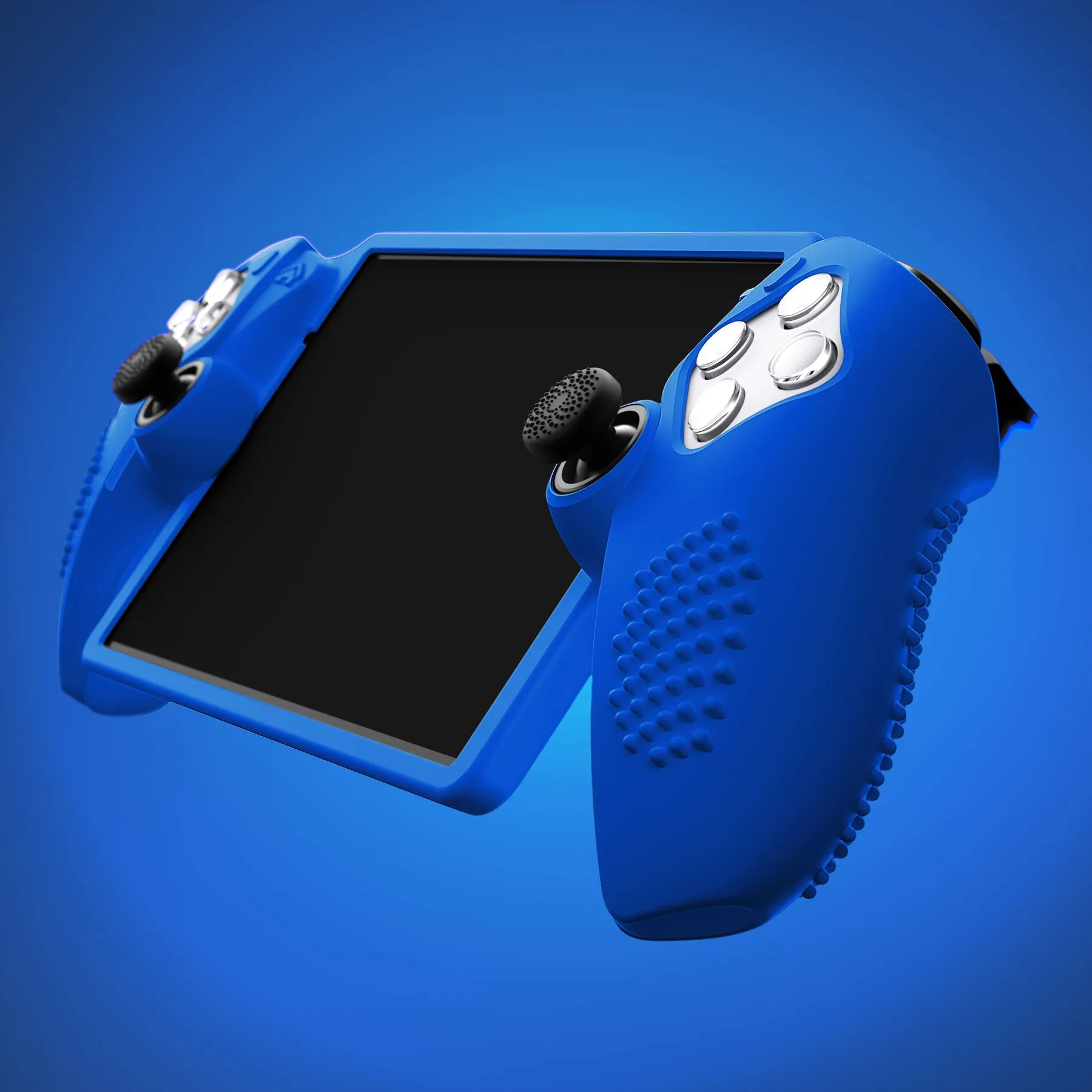 PlayVital 3D Studded Edition Anti-Slip Silicone Protective Case with Thumb Grips for PS Portal Remote Player - Blue - CYRPFP005