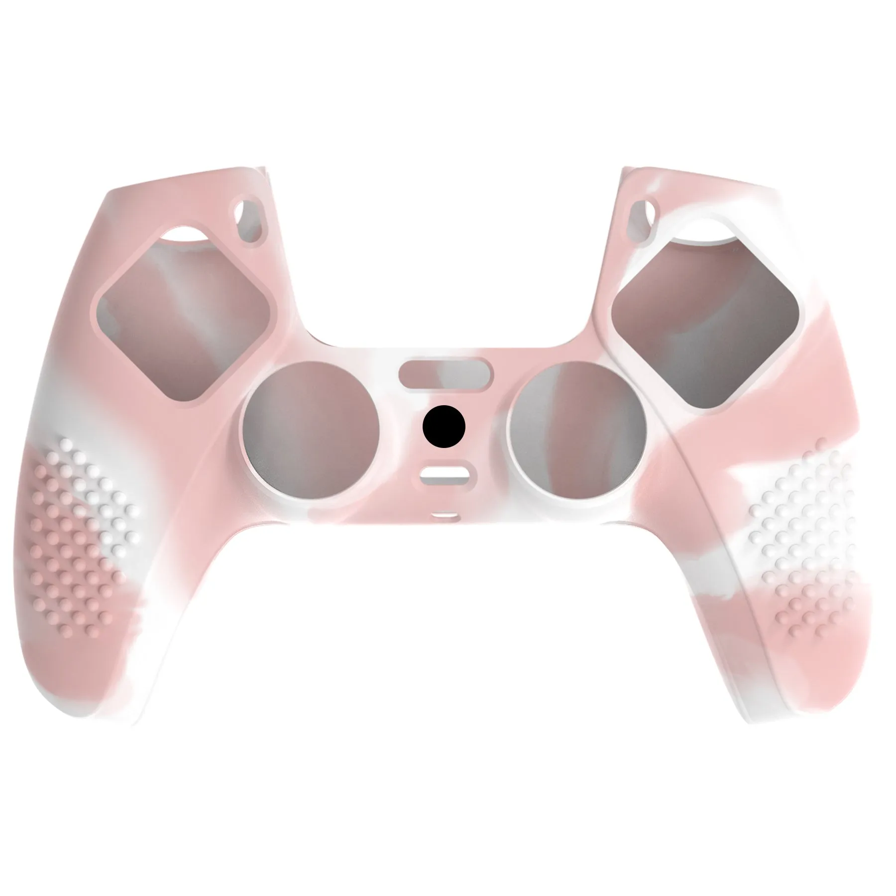 PlayVital 3D Studded Pink & White Ergonomic Soft Controller Silicone Case Grips for PS5, Rubber Protector Skins with 6 Black Thumbstick Caps for PS5 Controller - TDPF038