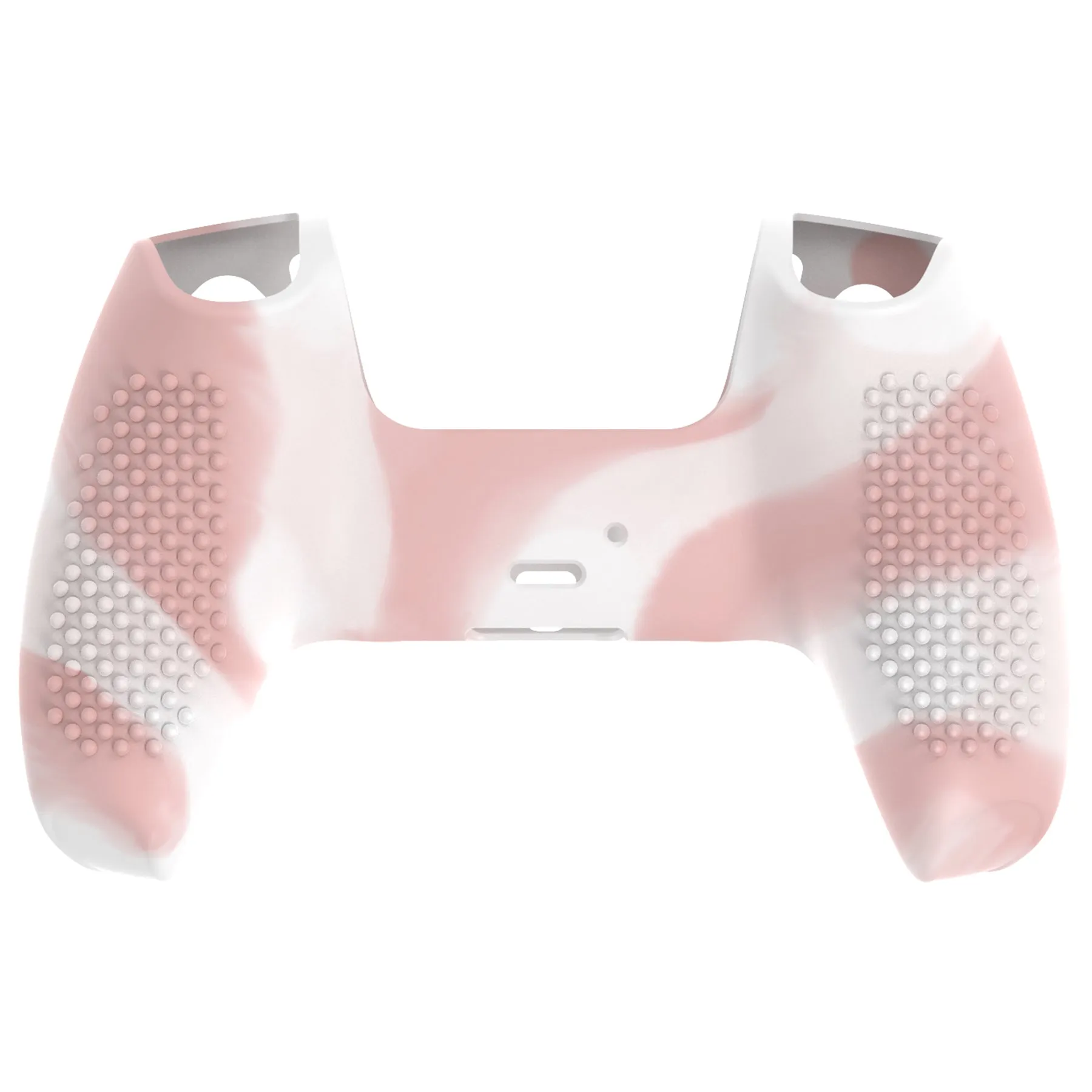 PlayVital 3D Studded Pink & White Ergonomic Soft Controller Silicone Case Grips for PS5, Rubber Protector Skins with 6 Black Thumbstick Caps for PS5 Controller - TDPF038