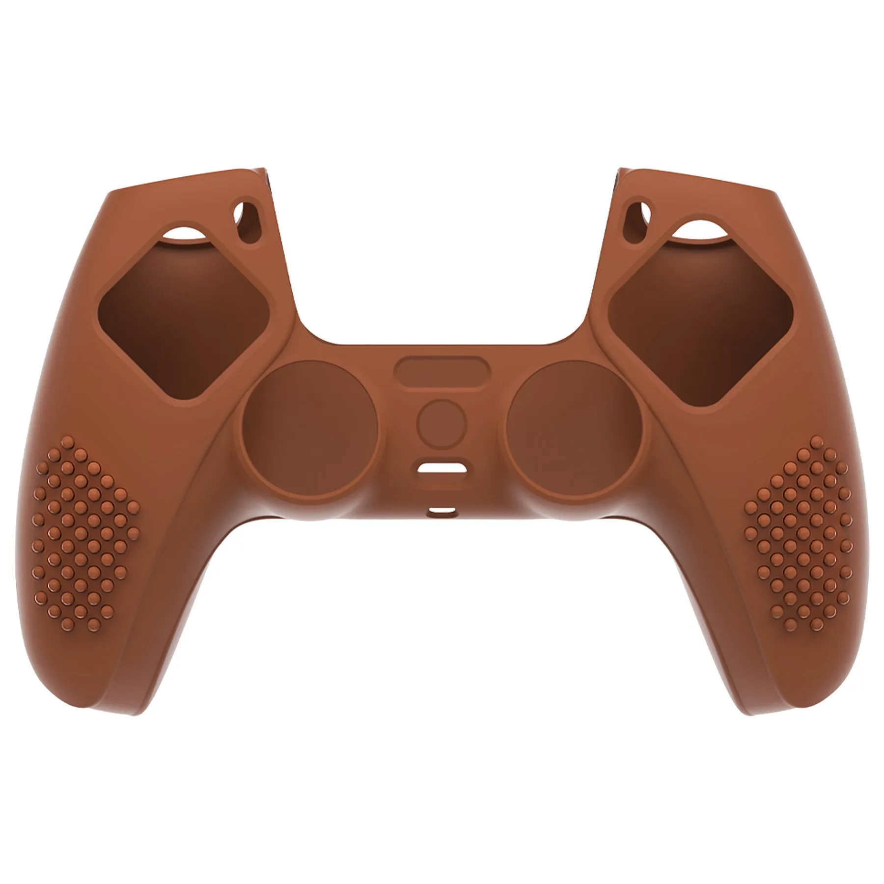 PlayVital 3D Studded Signal Brown Ergonomic Soft Controller Silicone Case Grips for PS5, Rubber Protector Skins with 6 Black Thumbstick Caps for PS5 Controller - TDPF032