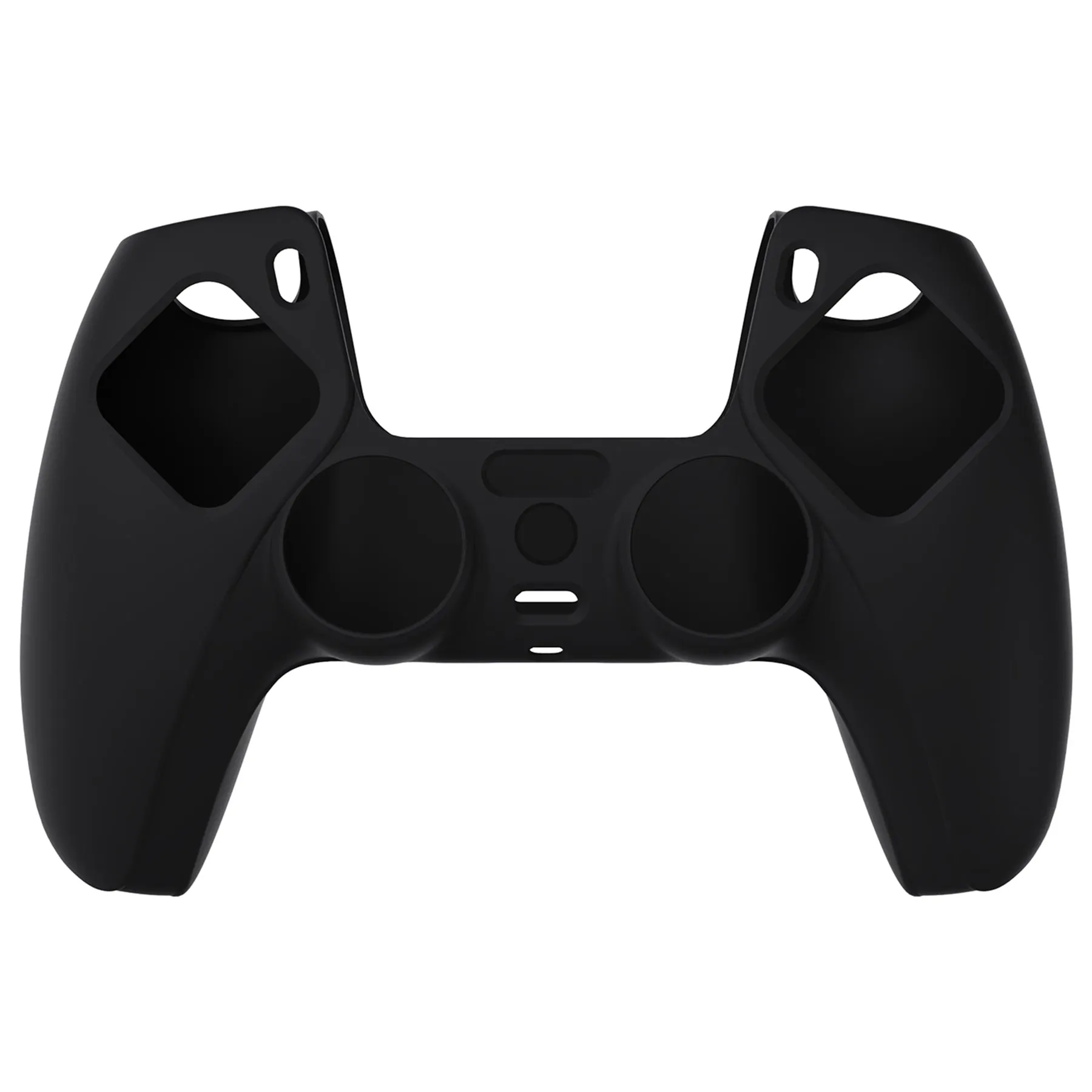 PlayVital Black Pure Series Anti-Slip Silicone Cover Skin for Playstation 5 Controller, Soft Rubber Case for PS5 Controller with Black Thumb Grip Caps - KOPF001