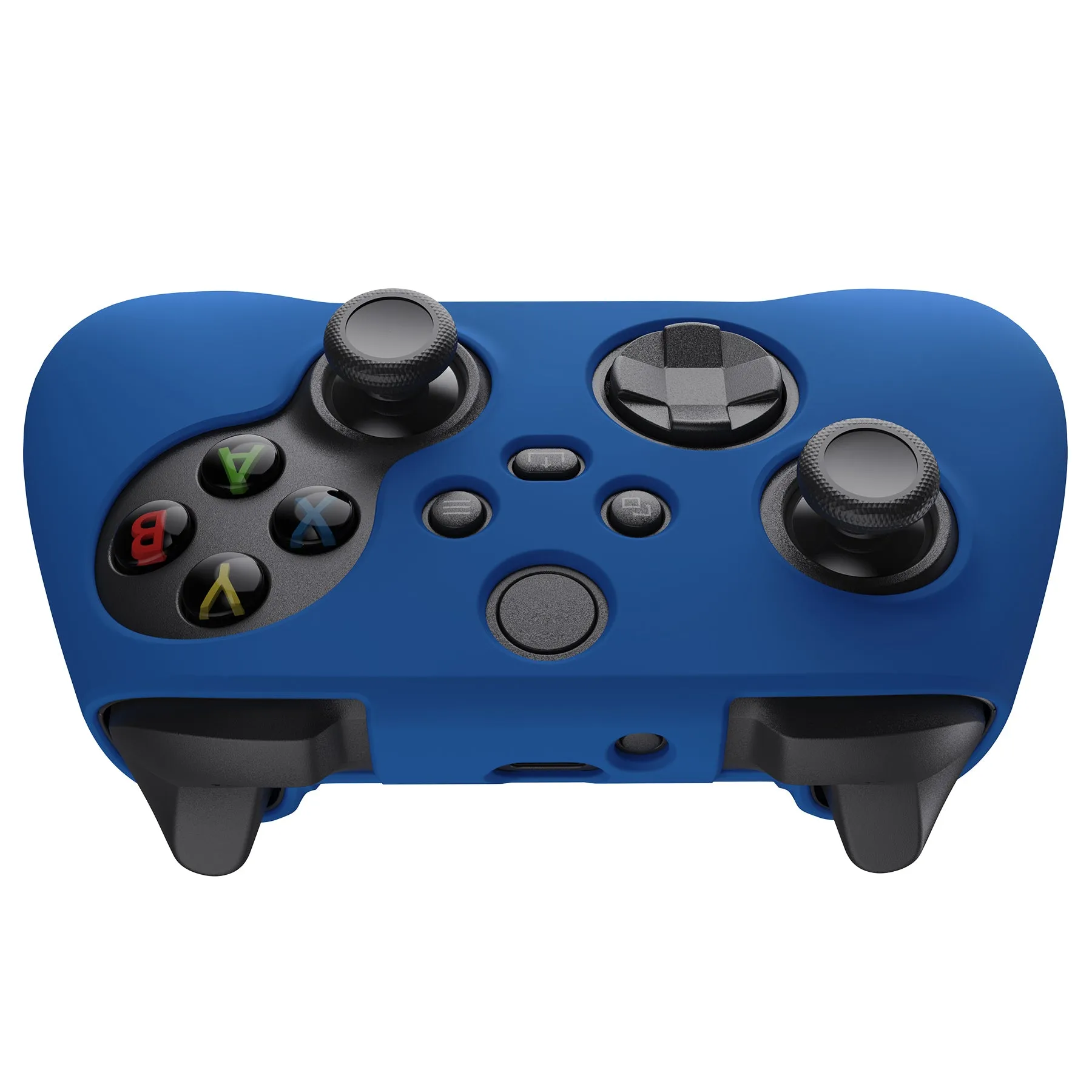 PlayVital Blue Pure Series Anti-Slip Silicone Cover Skin for Xbox Series X Controller, Soft Rubber Case Protector for Xbox Series S Controller with Black Thumb Grip Caps - BLX3008