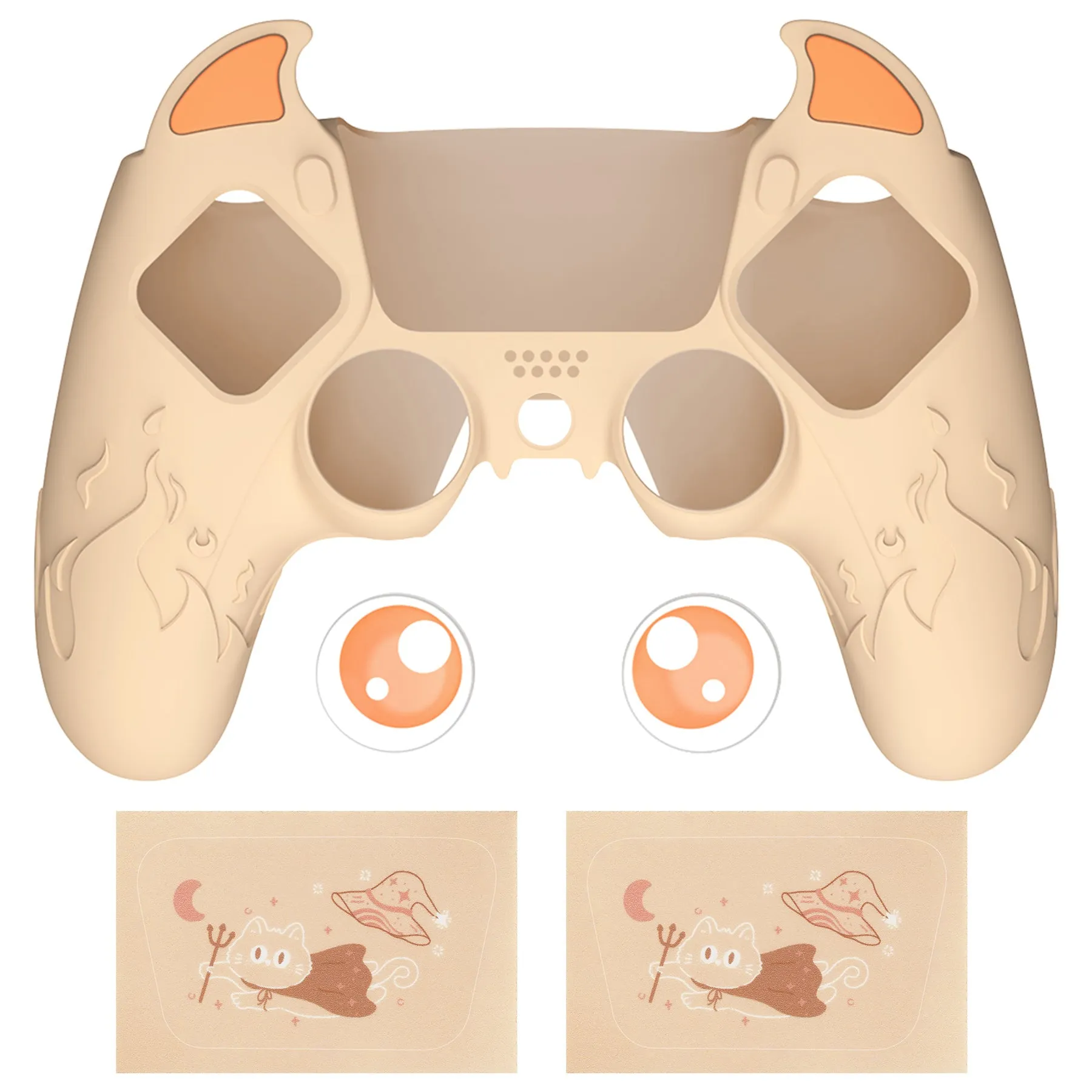 PlayVital Cute Demon Controller Silicone Case Compatible With PS5 Controller - Orange - DEPFP007