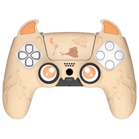 PlayVital Cute Demon Controller Silicone Case Compatible With PS5 Controller - Orange - DEPFP007