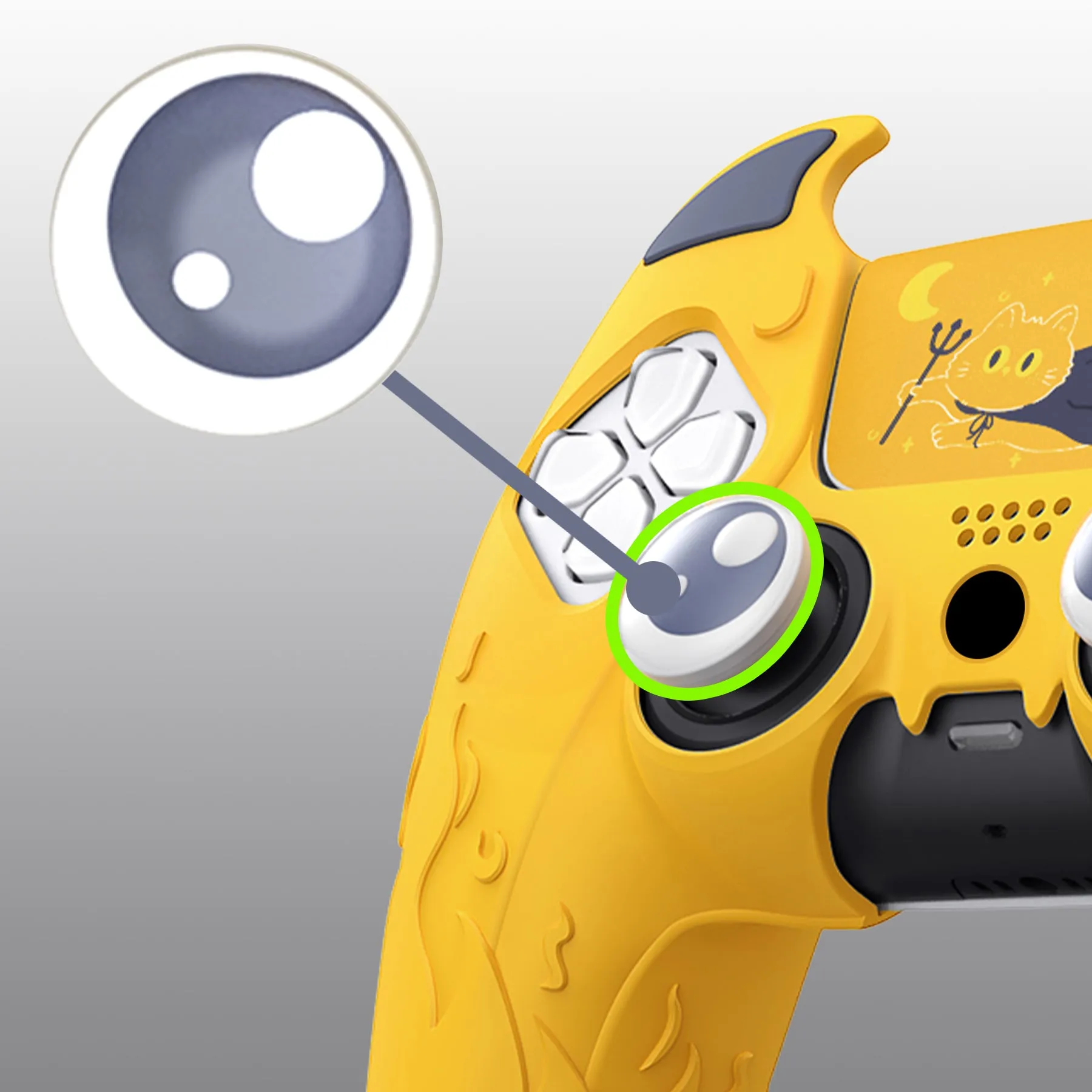 PlayVital Cute Demon Controller Silicone Case Compatible With PS5 Controller - Yellow - DEPFP006