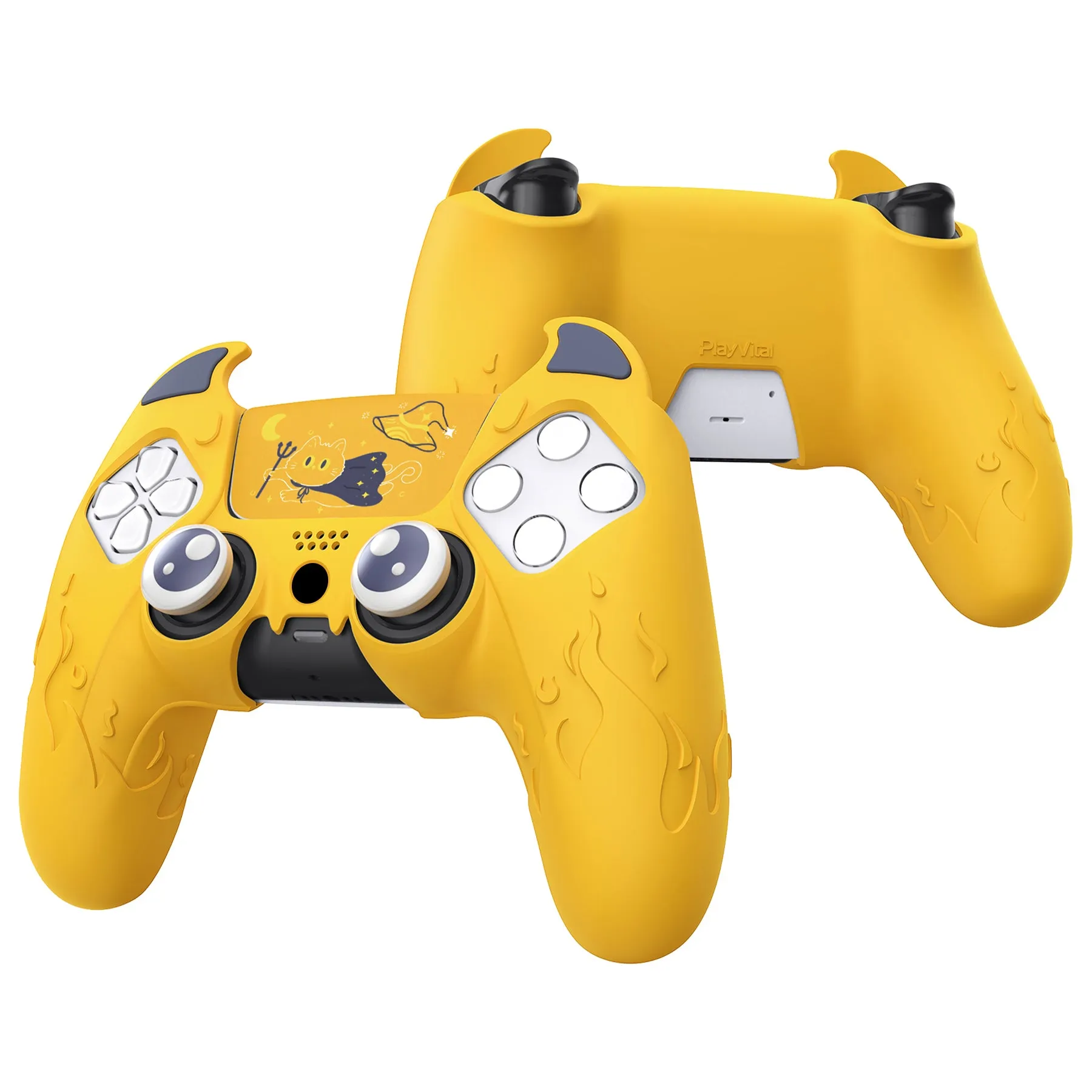 PlayVital Cute Demon Controller Silicone Case Compatible With PS5 Controller - Yellow - DEPFP006