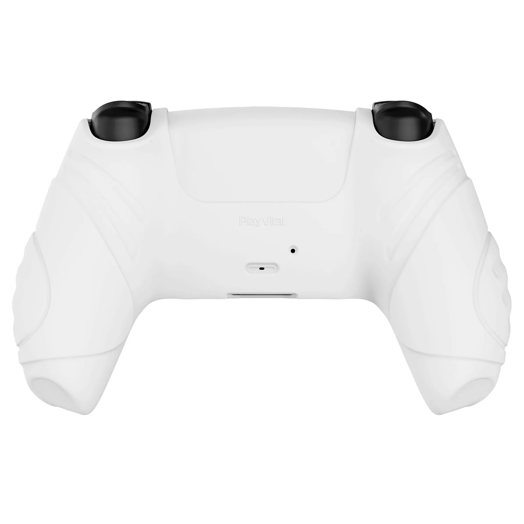 PlayVital Guardian Edition White Ergonomic Soft Anti-slip Controller Silicone Case Cover, Rubber Protector Skins with White Joystick Caps for PS5 Controller - YHPF002