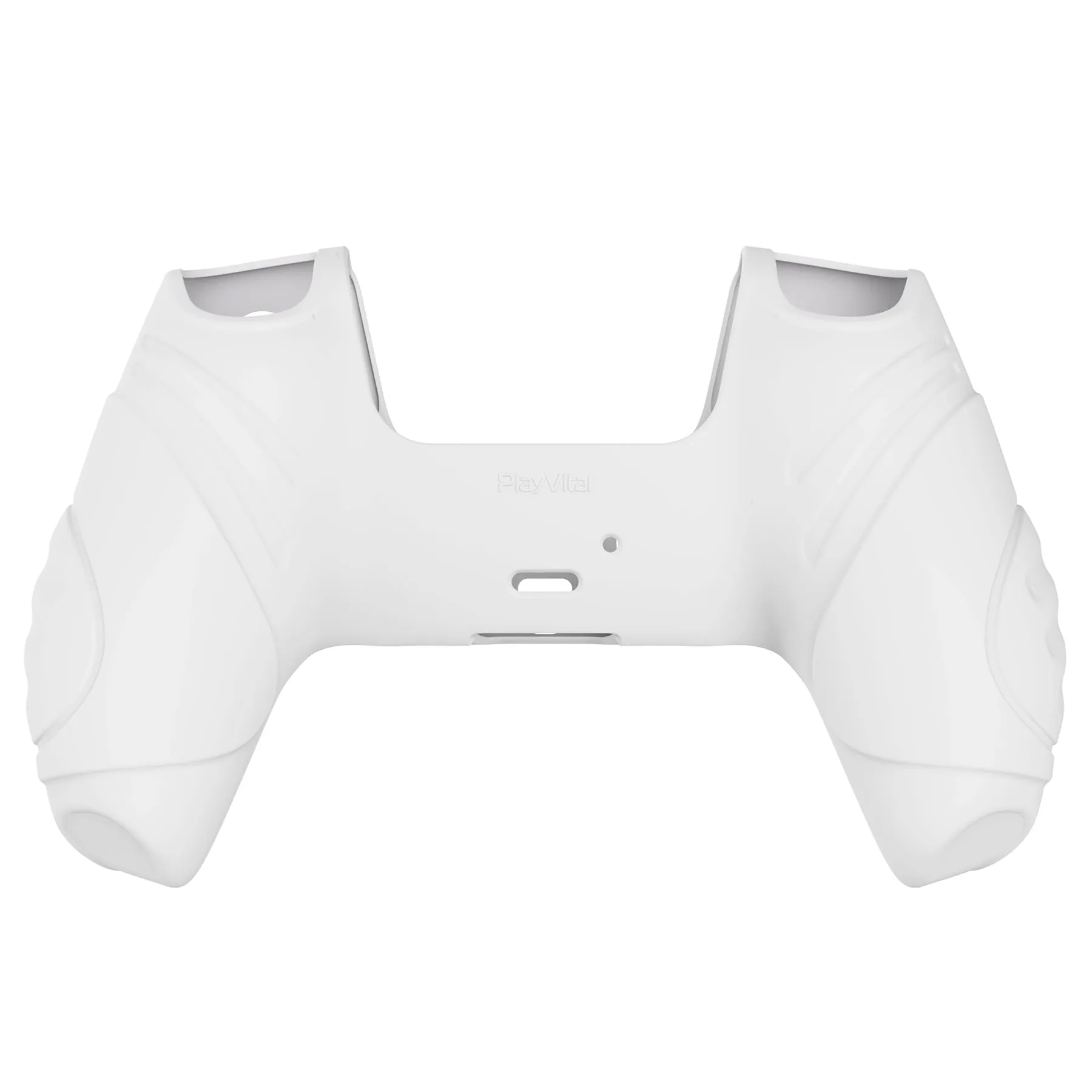 PlayVital Guardian Edition White Ergonomic Soft Anti-slip Controller Silicone Case Cover, Rubber Protector Skins with White Joystick Caps for PS5 Controller - YHPF002