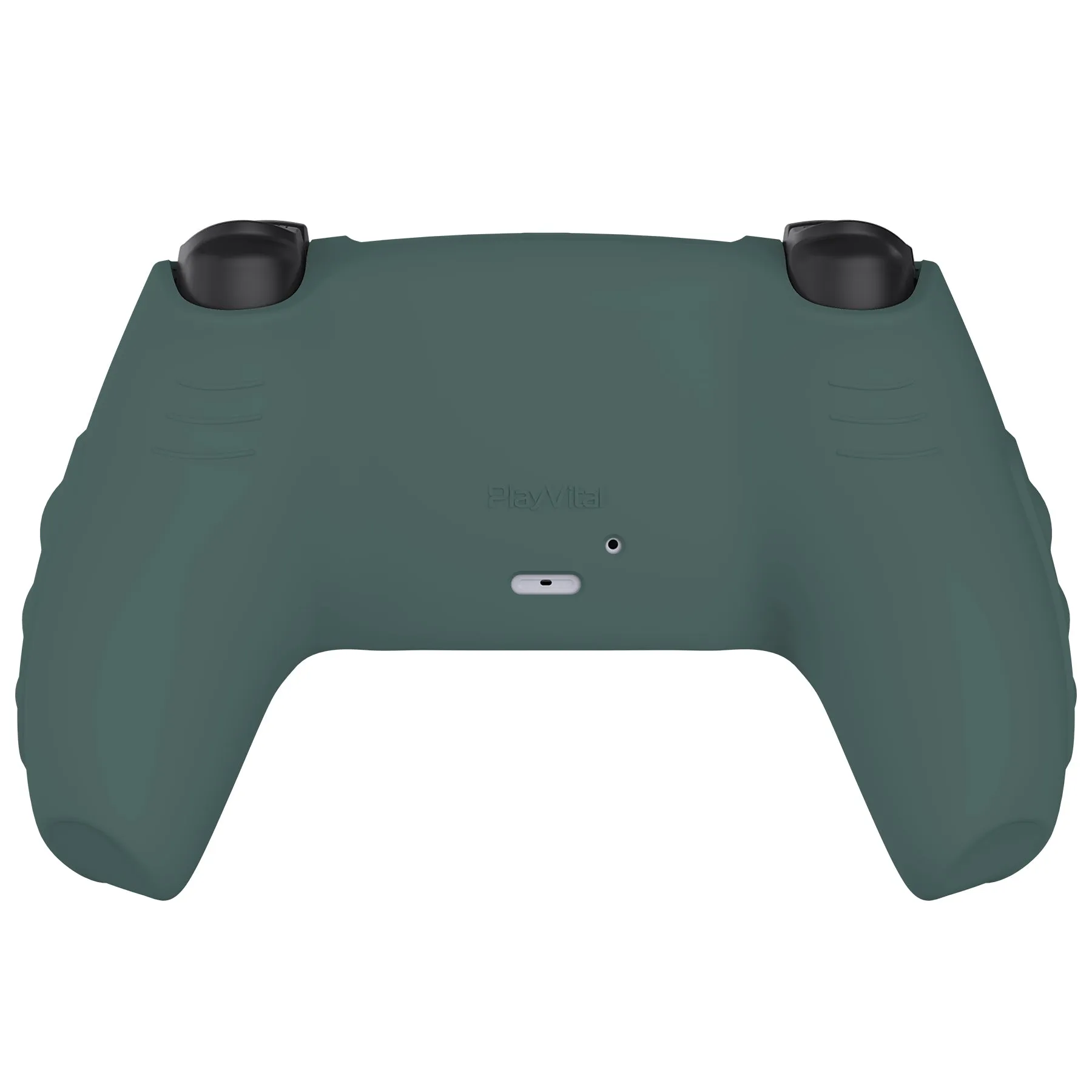 PlayVital Knight Edition Templeton Gray & Jade Grey Two Tone Anti-Slip Silicone Cover Skin for Playstation 5 Controller, Soft Rubber Case for PS5 Controller with Thumb Grip Caps - QSPF012