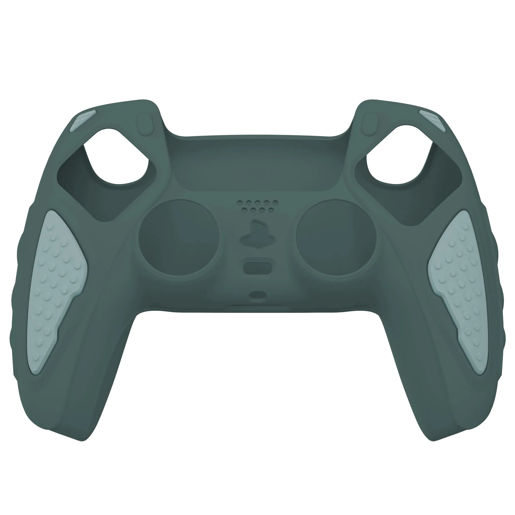 PlayVital Knight Edition Templeton Gray & Jade Grey Two Tone Anti-Slip Silicone Cover Skin for Playstation 5 Controller, Soft Rubber Case for PS5 Controller with Thumb Grip Caps - QSPF012