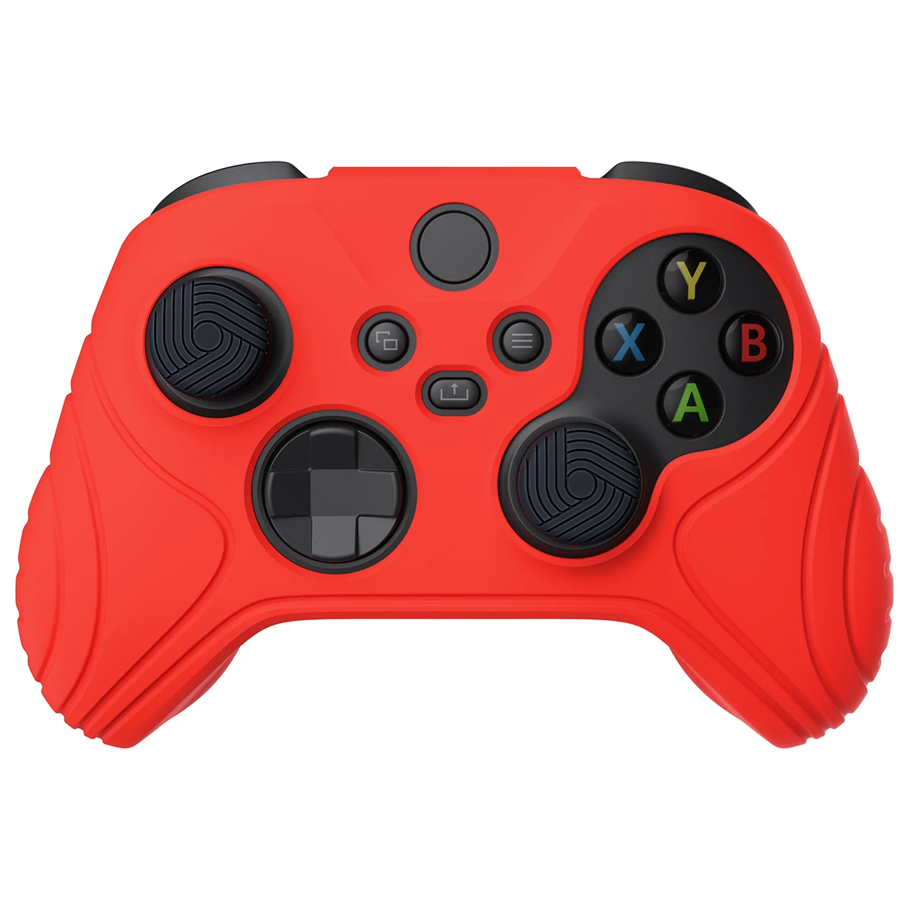 PlayVital Samurai Edition Passion Red Anti-slip Controller Grip Silicone Skin, Ergonomic Soft Rubber Protective Case Cover for Xbox Series S/X Controller with Black Thumb Stick Caps - WAX3014