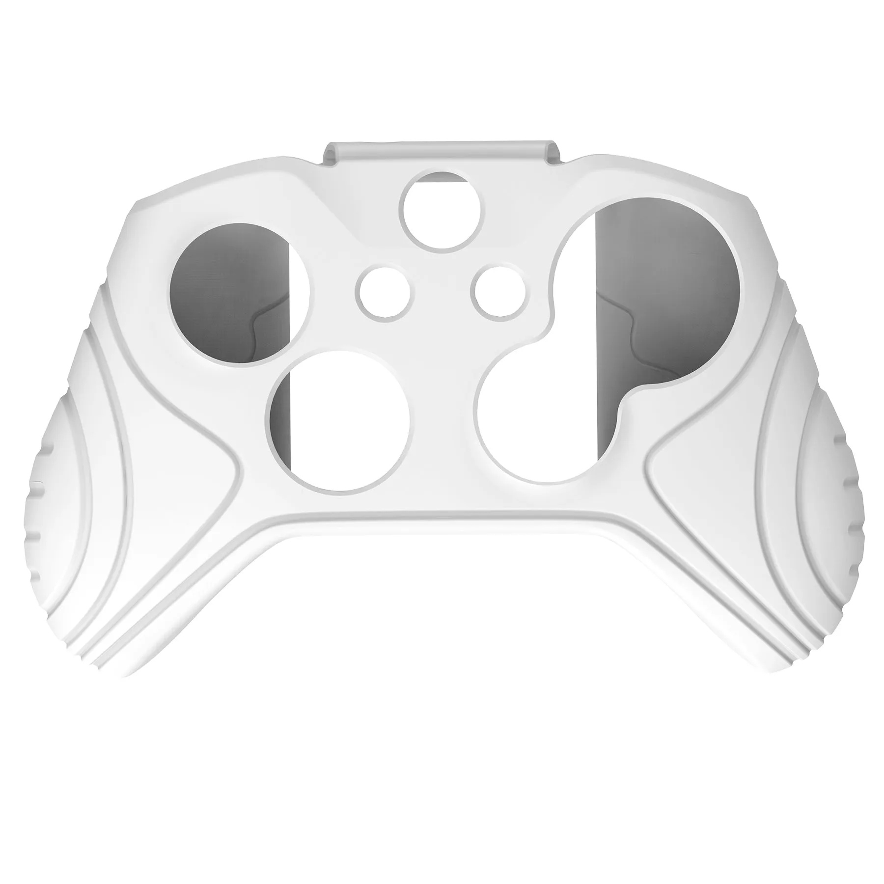 PlayVital Samurai Edition White Anti-Slip Controller Grip Silicone Skin for Xbox One X/S Controller, Ergonomic Soft Rubber Protective Case Cover for Xbox One S/X Controller with White Thumb Stick Caps - XOQ035