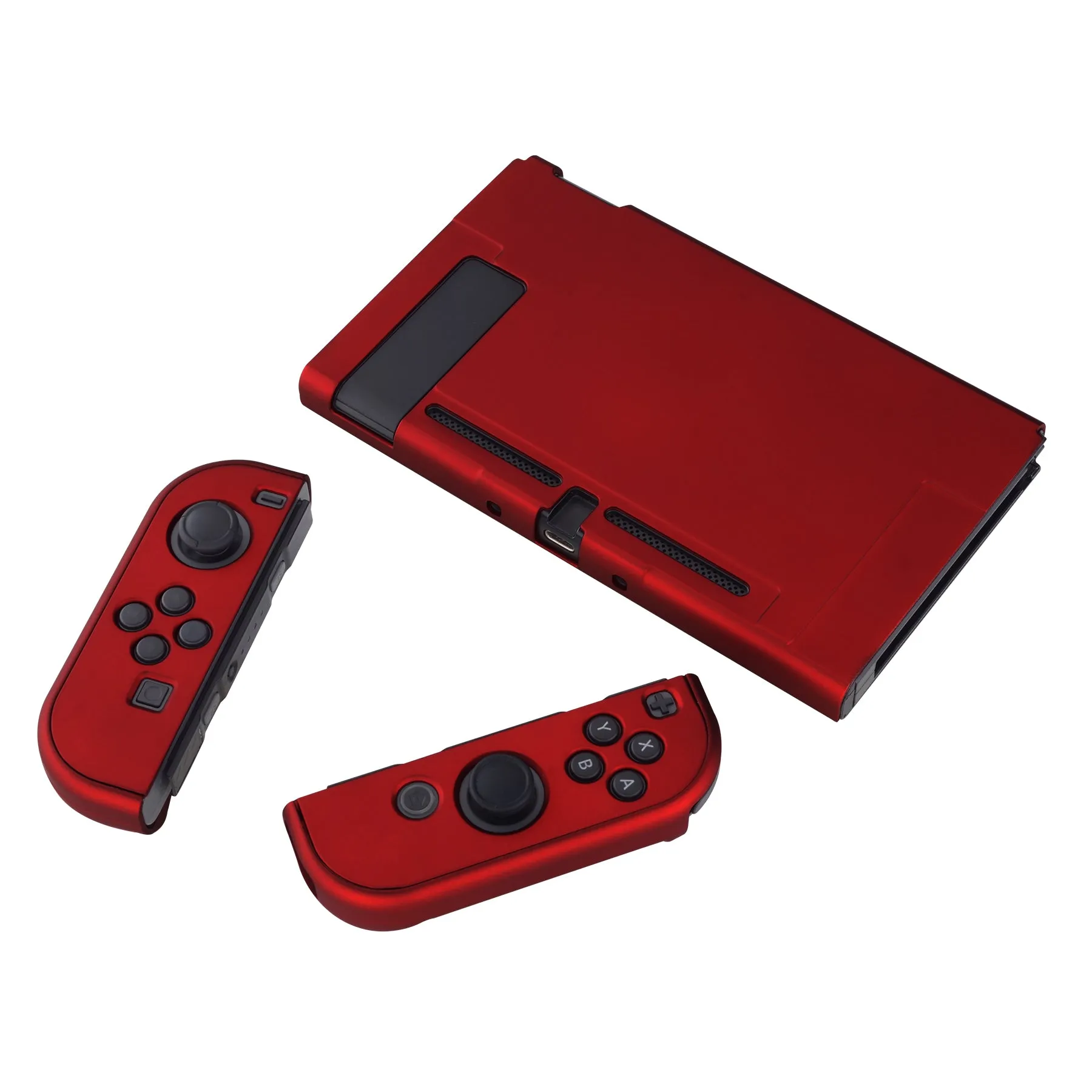 PlayVital Scarlet Red Back Cover for NS Switch Console, NS Joycon Handheld Controller Separable Protector Hard Shell, Customized Dockable Protective Case for NS Switch - NTP305