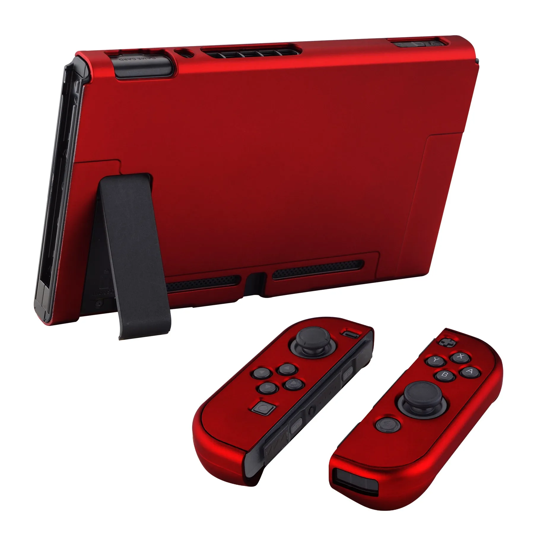 PlayVital Scarlet Red Back Cover for NS Switch Console, NS Joycon Handheld Controller Separable Protector Hard Shell, Customized Dockable Protective Case for NS Switch - NTP305