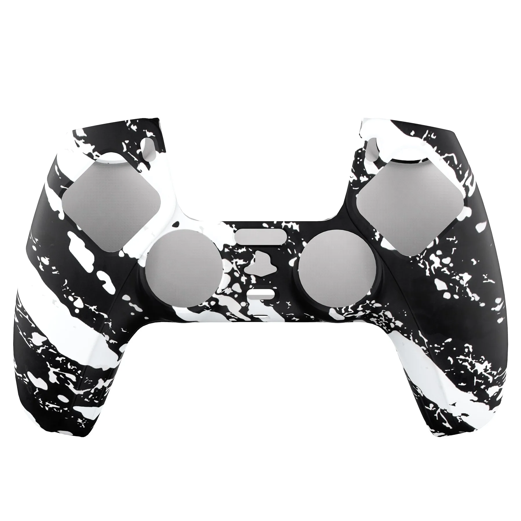 PlayVital Water Transfer Printing White Splash Patterned Anti-Slip Silicone Cover Skin Soft Rubber Case Protector for PS5 Controller with 6 Thumb Grip Caps - KOPF023