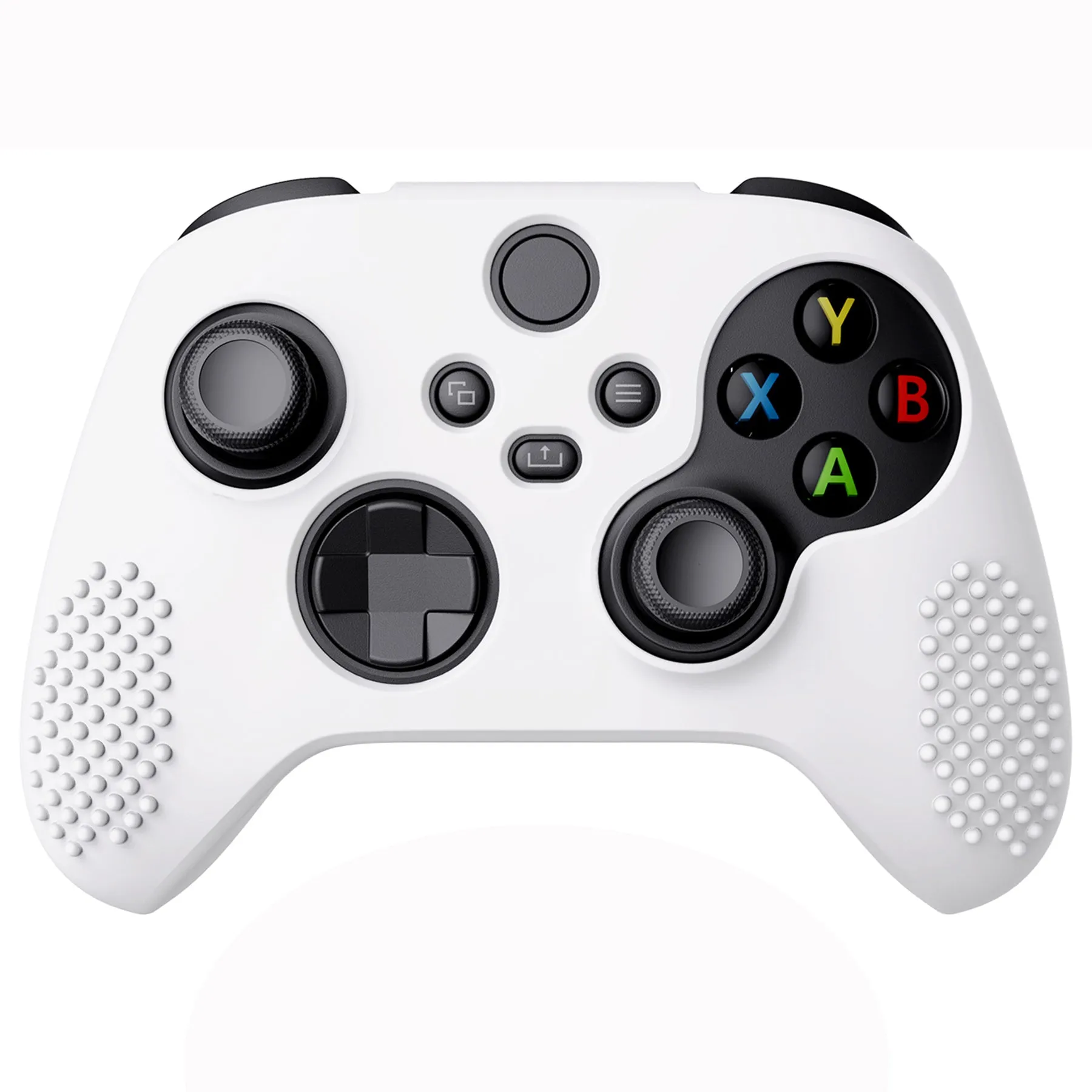 PlayVital White 3D Studded Edition Anti-slip Silicone Cover Skin for Xbox Series X Controller, Soft Rubber Case Protector for Xbox Series S Controller with 6 White Thumb Grip Caps - SDX3002