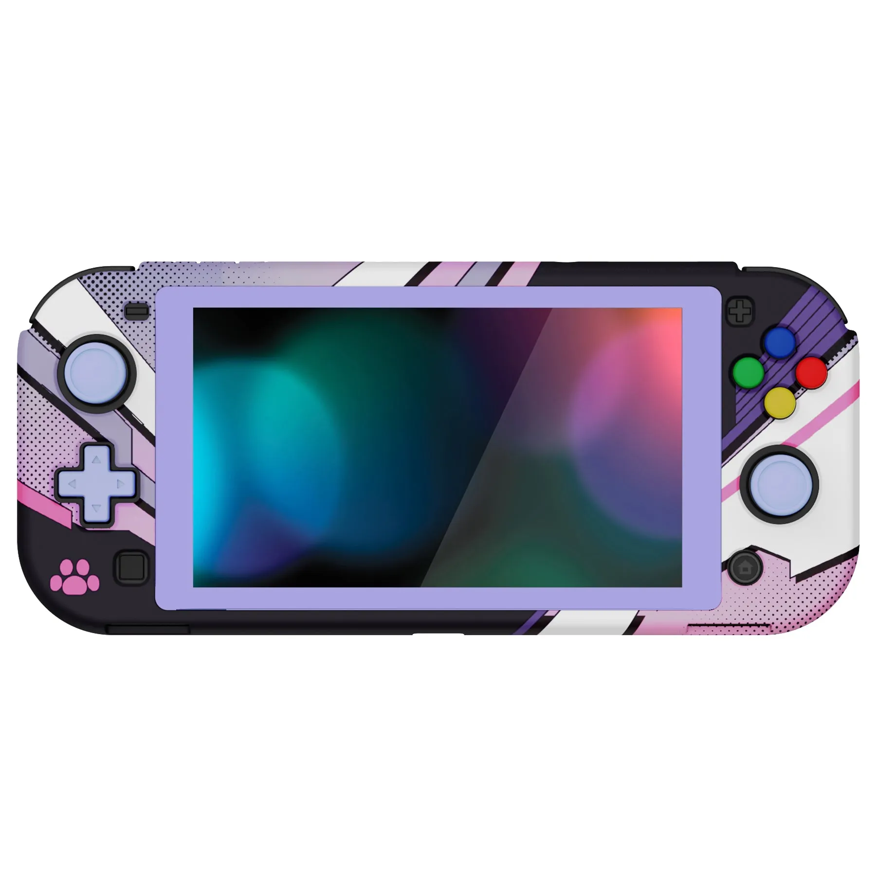 PlayVital ZealProtect Protective Case for Nintendo Switch Lite, Hard Shell Ergonomic Grip Cover for Switch Lite w/Screen Protector & Thumb Grip Caps & Button Caps - Neko Mecha - PSLYR003