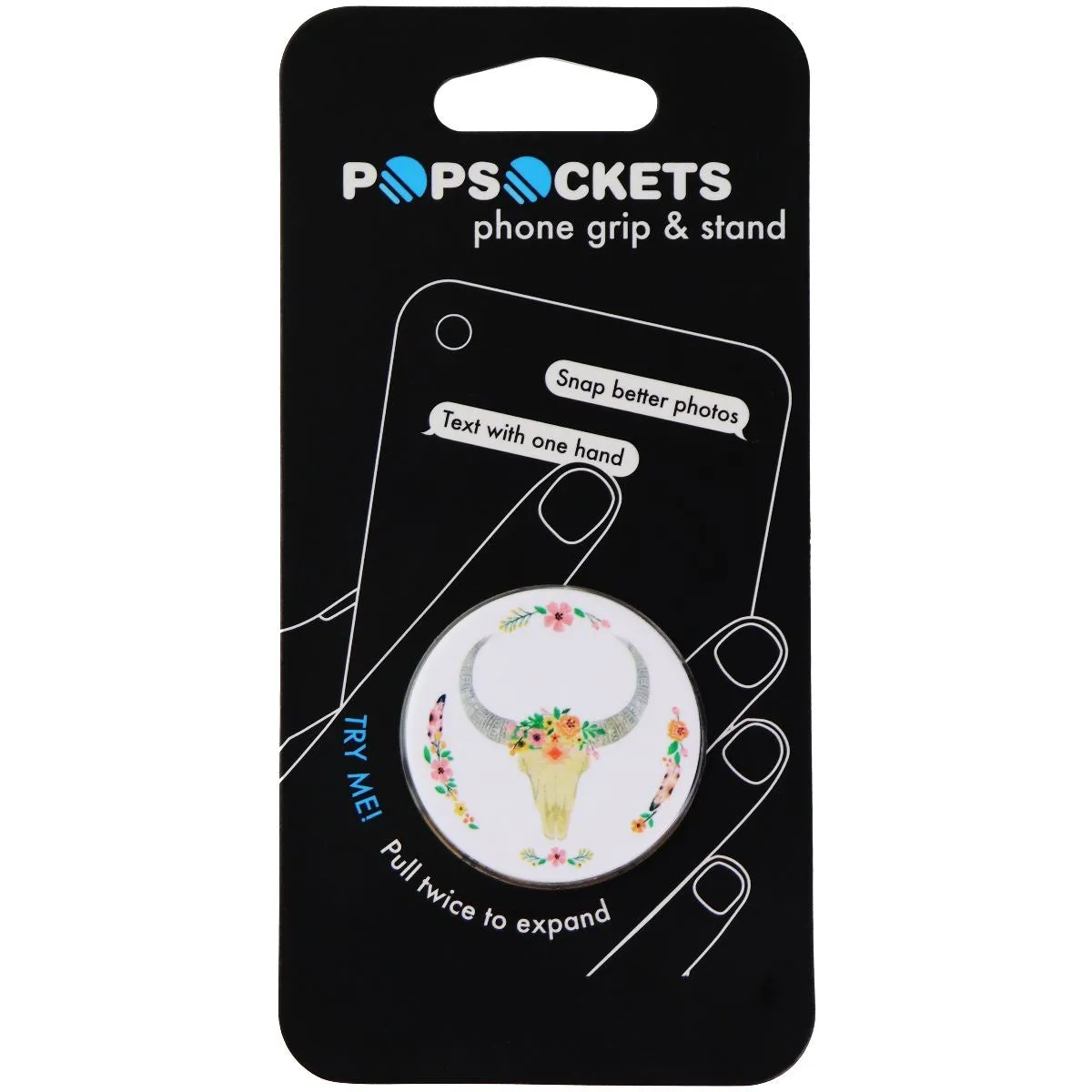 PopSockets Collapsible Grip & Stand for Phones and Tablets - Boho Skull / White