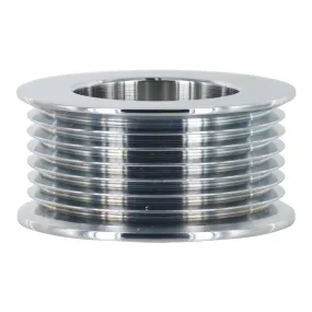 Powermaster Serpentine Alternator Pulley - 6 Rib - 2.44" Diameter - Steel - Cadmium Plated - Powermaster Alternators