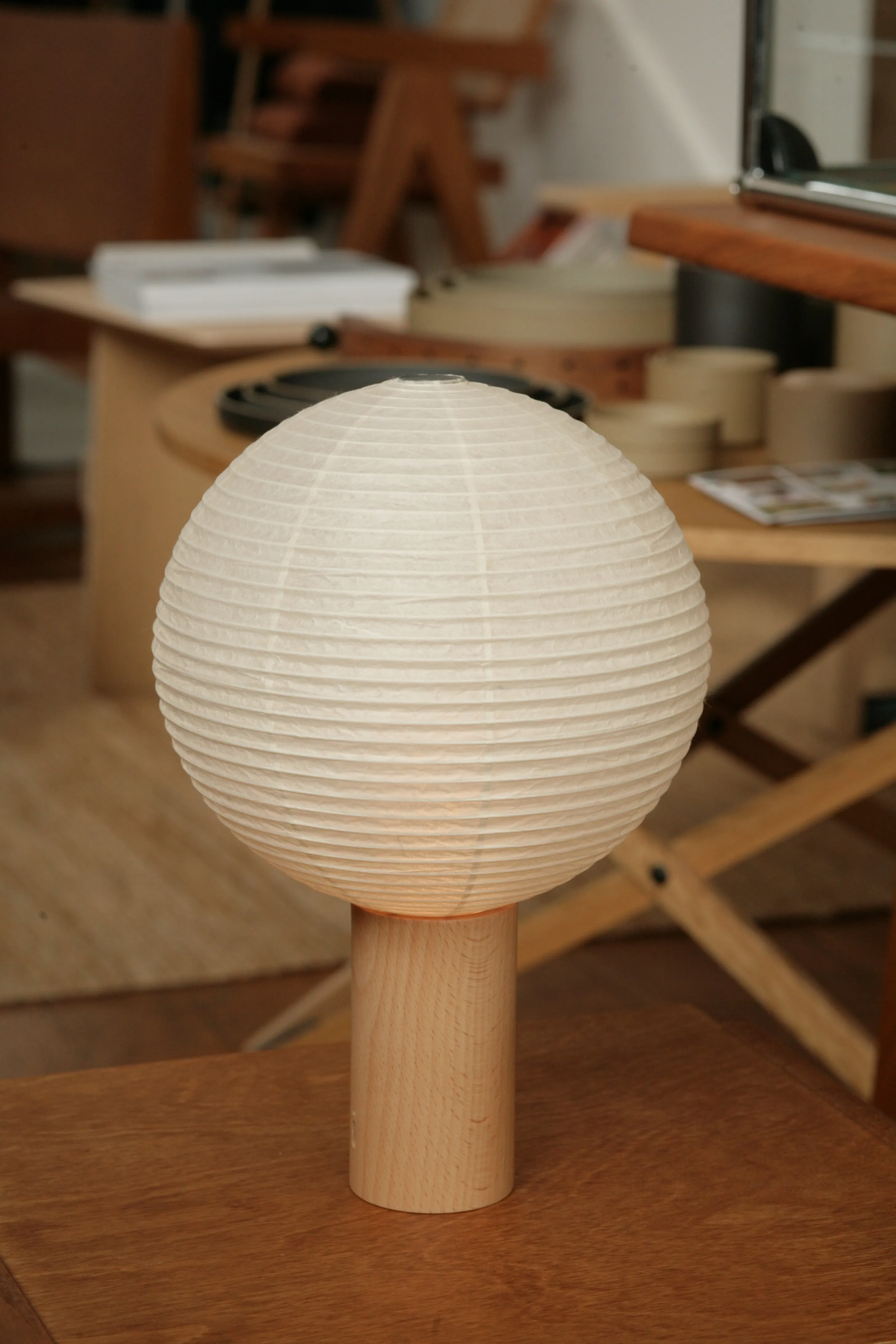 Pre-Order: Circle Washi-Paper Battery Torch Lamp with Ash Wood Base