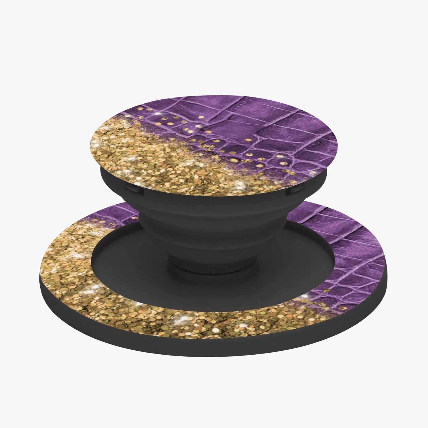 Purple leather & Glitter |.Magnetic Collapsible Grip And Stand