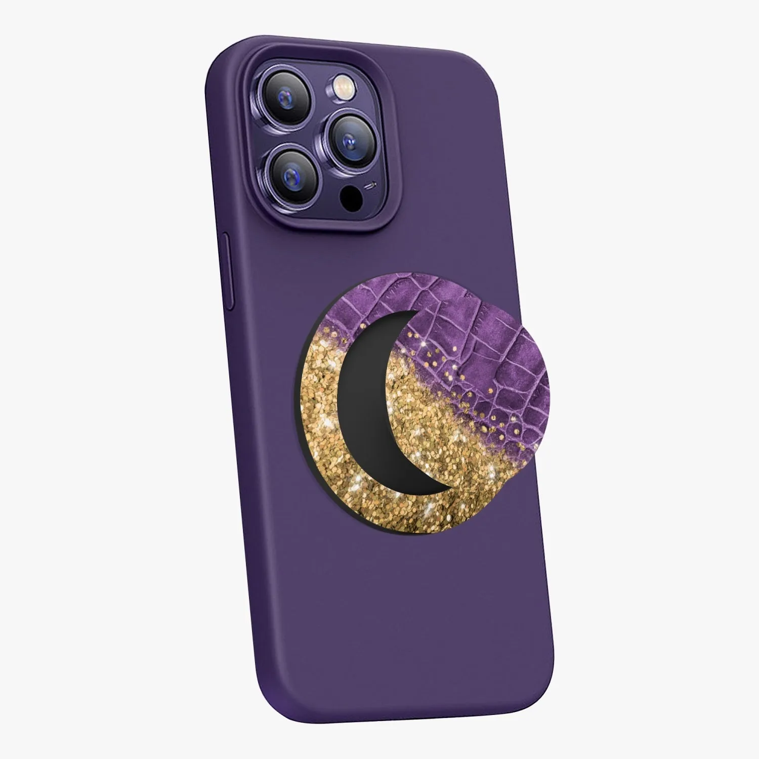 Purple leather & Glitter |.Magnetic Collapsible Grip And Stand