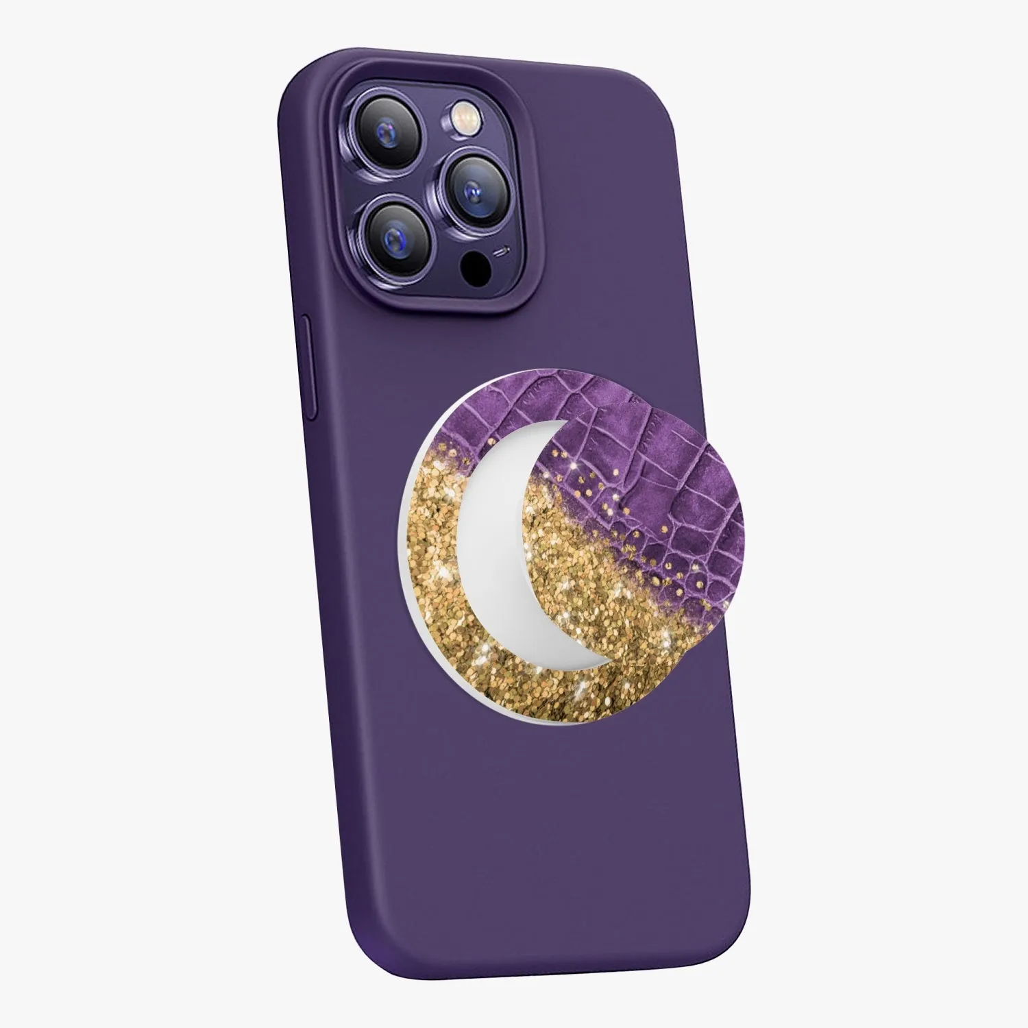 Purple leather & Glitter |.Magnetic Collapsible Grip And Stand