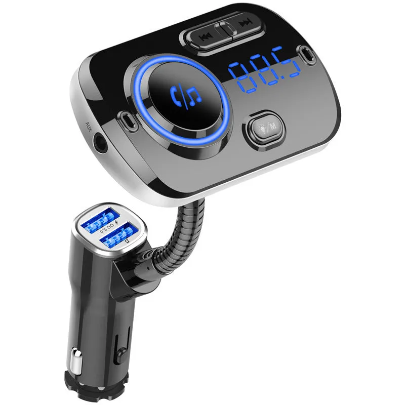 Qc3.0 Fast Charge Car Bluetooth MP3 Hands-Free Phone Player FM Transmitter Ambience Light Display