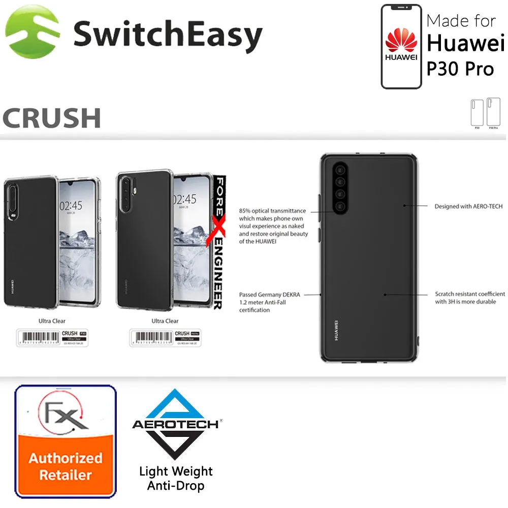 [RACKV2_CLEARANCE] SwitchEasy Crush for Huawei P30 Pro - Drop Tested Protection Case - Ultra Clear