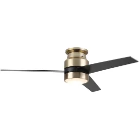 RAIDEN 52 inch 3-Blade Flush Mount Smart Ceiling Fan with LED Light Kit & Smart Wall Switch  - Gold/Black